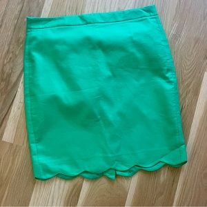 🍀🍀JCrew scalloped hem Kelly green skirt 🇮🇪